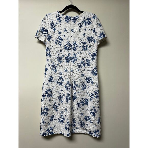 LAUREN RALPH LAUREN White/Blue Mulberry Floral Lace Sheath Midi Dress, Sz 10 - Picture 6 of 13